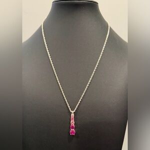 Elegant Silver and Pink Pendant Necklace